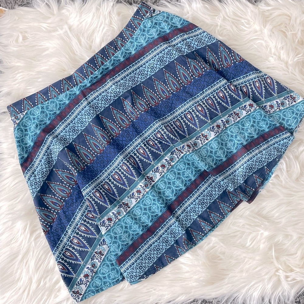 {LA Hearts} Aztec Print Mini Skater Skirt